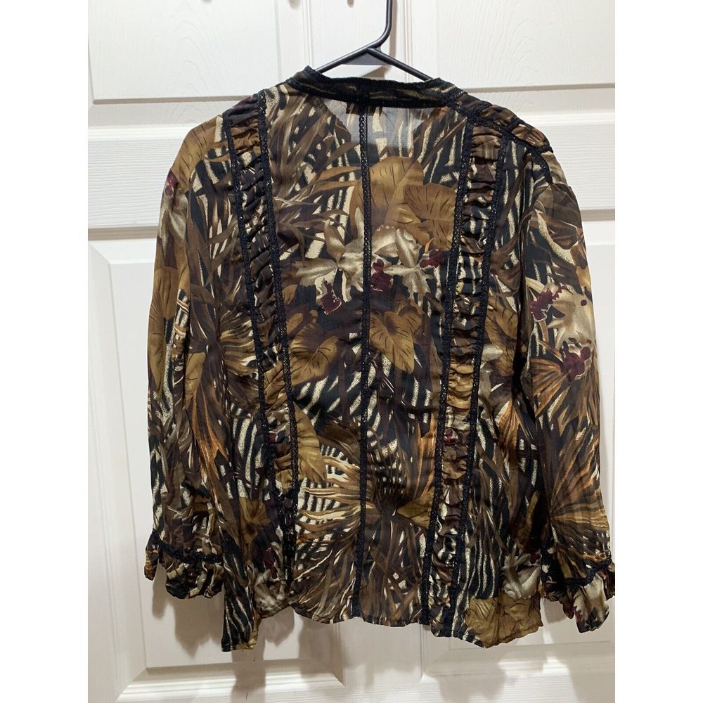 Jaipur Woman's Long Sleeve Button Down Woven Blouse Size L - Picture 2 of 3